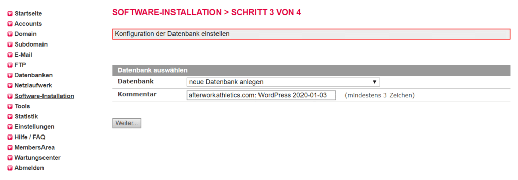 Blog Business aufbauen Allinkl DB