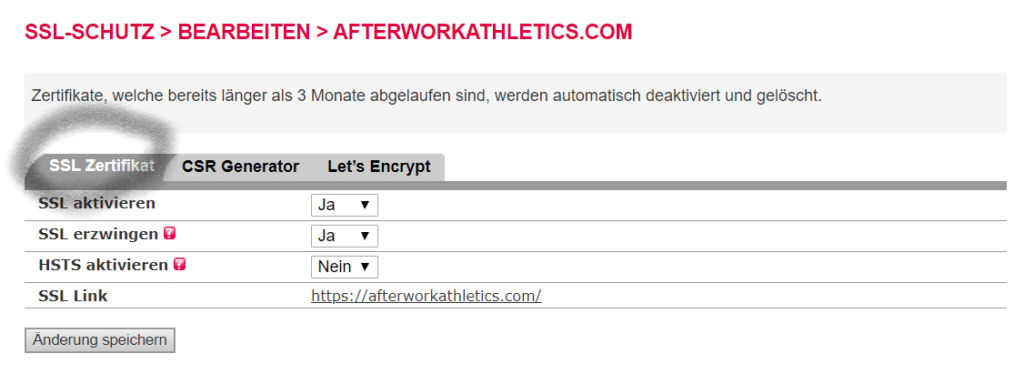 Blog Business SSL erzwingen