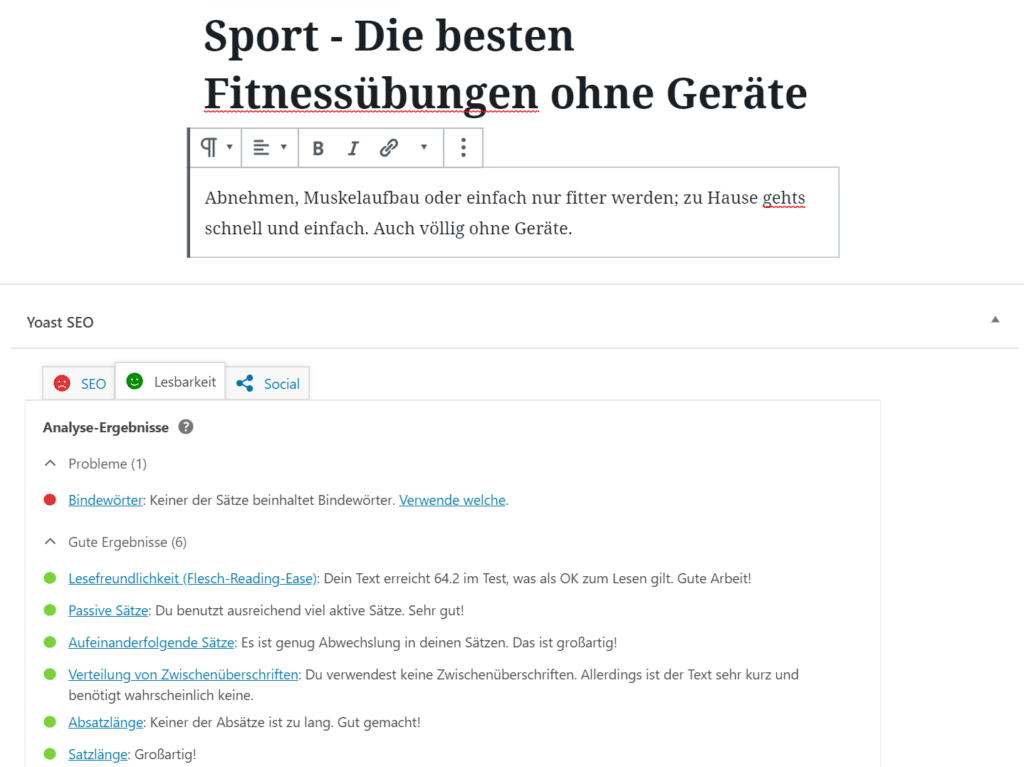 Blog Business Lesbarkeit mit YOAST SEO