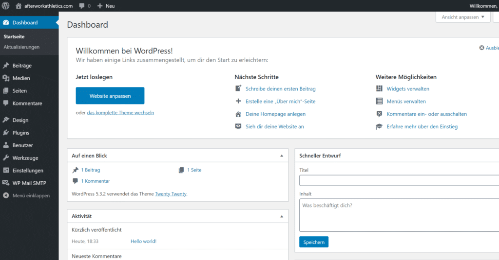 Blog Business WordPress Backend