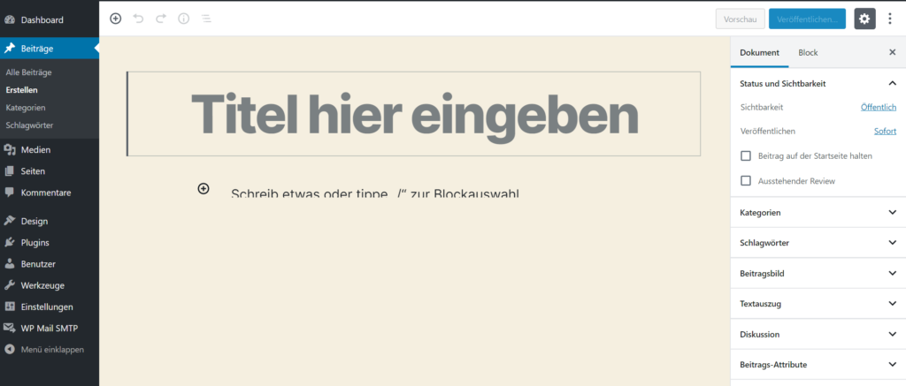 Blog Business WordPress Beitrag erstellen