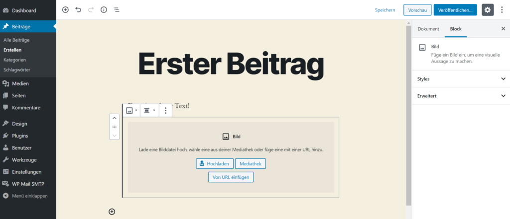 Blog Business WordPress Beitrag anpassen