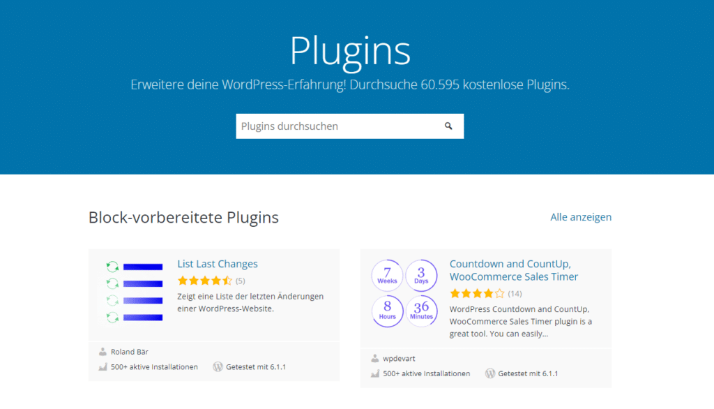 Beste WordPress Plugins auf der offiziellen Plugin Website