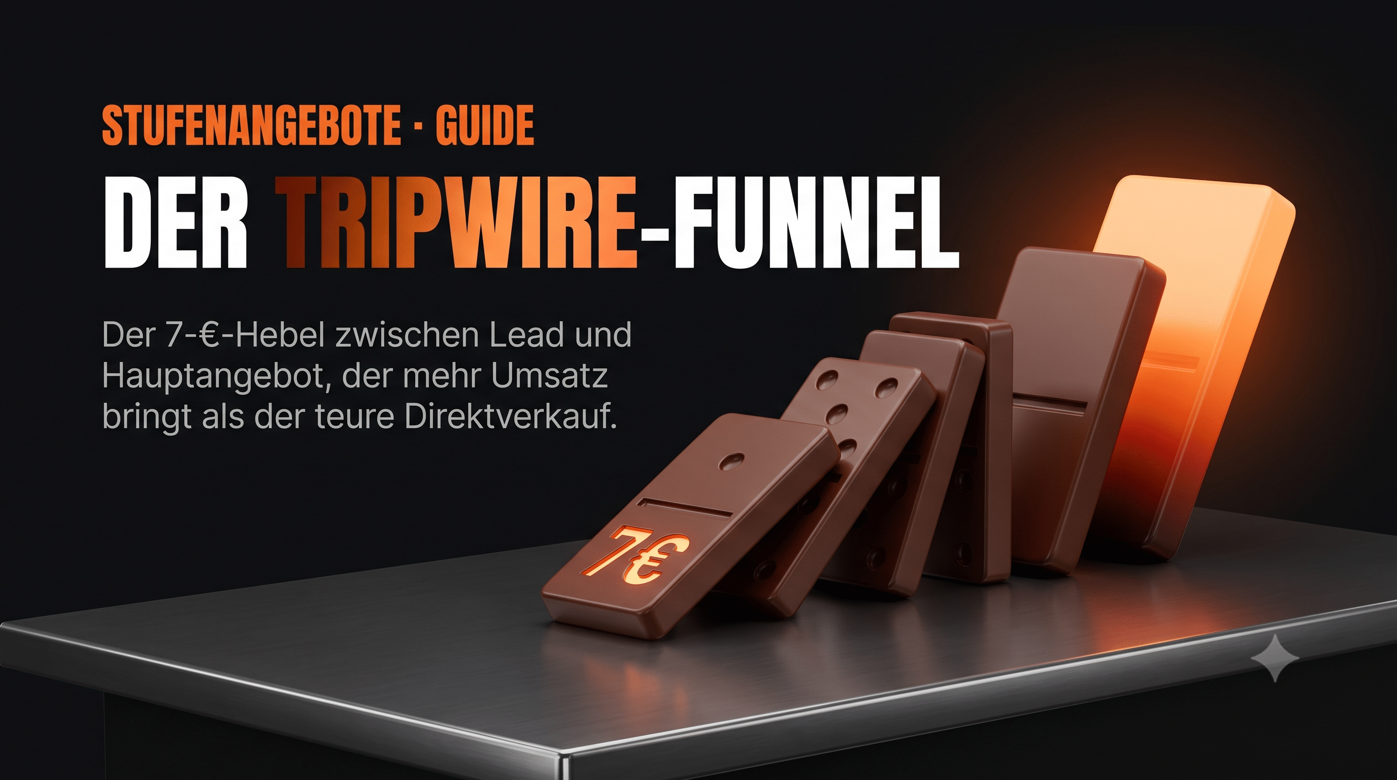 Der Tripwire-Funnel: 7-Euro-Dominostein loest eine groessere Kettenreaktion aus, Stufenangebote-Guide
